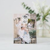 ロマンチックな写真コラージュ ウェディング セーブ・ザ・デート 案内ポストカード (スタンド正面)