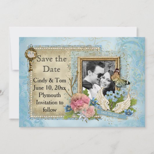 ロマンチックな写真日付の保存 セーブザデート (正面)