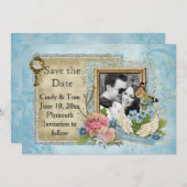 ロマンチックな写真日付の保存 セーブザデート (正面/裏面)