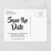 ロマンチックな写真日付の保存 案内ポストカード (裏面)