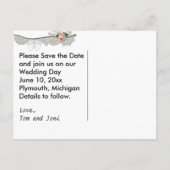 ロマンチックな写真日付の保存 案内ポストカード (裏面)