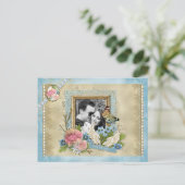 ロマンチックな写真日付の保存 案内ポストカード (スタンド正面)