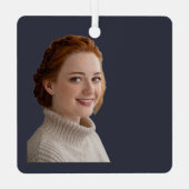 ロマンチックな写真最も美しい女性が生きている メタルオーナメント (裏面)