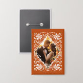 ロマンチックな写真焼けオレンジ周年記念ピンボタン 缶バッジ (正面/裏面)