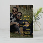 ロマンチックな写真&ゴールドフォイルフォント結婚ズ 箔招待状 (立ち正面)