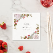 ロマンチックな冬のフローラとエバーグリー結婚ズ スタンダードカクテルナプキン (インサイチュ)