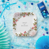 ロマンチックな冬のフローラとエバーグリー結婚ズ ペーパープレート (パーティー)