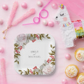 ロマンチックな冬のフローラとエバーグリー結婚ズ ペーパープレート (パーティー)