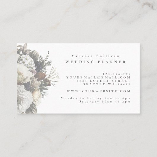 ロマンチックな冬のフローラブーケ 名刺 (裏面)
