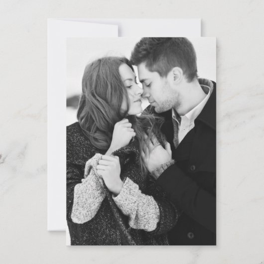 ロマンチックな冬の写真おめでたい日 セーブザデート (裏面)