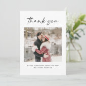 ロマンチックな冬の新婚クリスマスの写真 サンキューカード (スタンド正面)