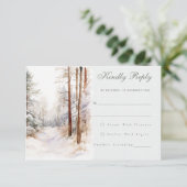 ロマンチックな冬の森のウェディング・RSVPカード エンクロージャーカード (スタンド正面)