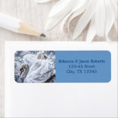 ロマンチックな冬の湖ホワイトス結婚ワンズ ラベル (インサイチュ)