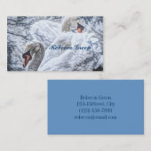 ロマンチックな冬の湖 白いスワン ウェディング 名刺 (正面/裏面)