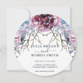 ロマンチックな冬の結婚式フローラ招待状 招待状 (正面)