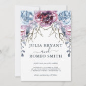 ロマンチックな冬の結婚式フローラ雪招待状 招待状 (正面)