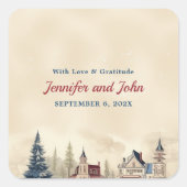 ロマンチックな冬の結婚式 スクエアシール (正面)