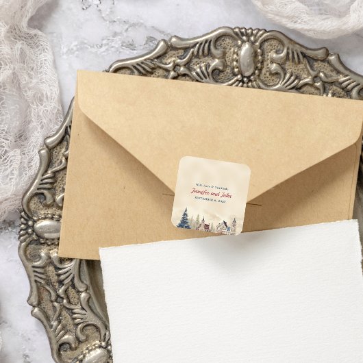 ロマンチックな冬の結婚式 スクエアシール