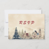 ロマンチックな冬の結婚式 出欠カード (正面)