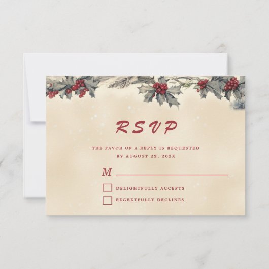 ロマンチックな冬の結婚式 出欠カード (裏面)