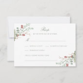 ロマンチックな冬の結婚緑 出欠カード (正面)