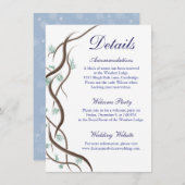 ロマンチックな冬の雪の木の枝の詳細カード エンクロージャーカード (正面/裏面)