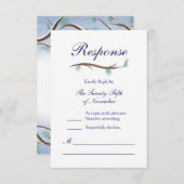 ロマンチックな冬の雪の木の枝RSVPカード 出欠カード (正面/裏面)