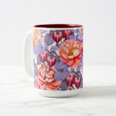 ロマンチックな出血ハートフローラ&牡丹 ツートーンマグカップ (正面左)