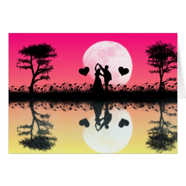 ロマンチックな反射-空白のなカード (正面横)