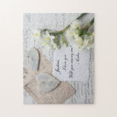 ロマンチックな古いスクリプト、ハート、花の提案 ジグソーパズル (縦)