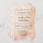 ロマンチックな古い紙とバラとレース結婚ズ 招待状 (正面/裏面)