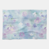 ロマンチックな可愛いラベンダー白い花 キッチンタオル (横)