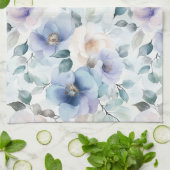 ロマンチックな可愛いラベンダー紫白い花 キッチンタオル (折り畳み)