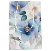 ロマンチックな可愛いラベンダー色の花 ブライダルシャワー ミディアムペーパーバッグ (正面)