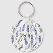 ロマンチックな可愛いラベンダー フラワー ブライダル シャワー キーホルダー (正面)