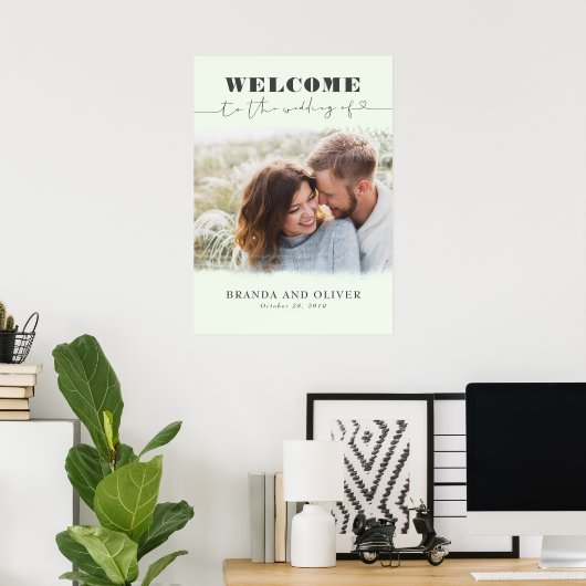 ロマンチックな可愛い結婚写真の歓迎サイン ポスター (ホームオフィス)