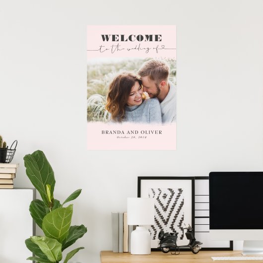 ロマンチックな可愛い結婚写真の歓迎サイン ポスター (ホームオフィス)