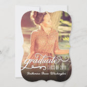 ロマンチックな台本ブロンズ箔写真卒業パーティー 招待状 (正面)