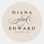 ロマンチックな台本ライトブラウン結婚ズ ラウンドシール (正面)