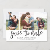 ロマンチックな台本3写真のコラージュが日付を救う マグネット招待状 (正面)