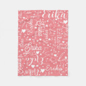 ロマンチックな名前のハートは繰り返しオールバーピンク フリースブランケット (正面)