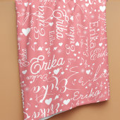 ロマンチックな名前のハートは繰り返しオールバーピンク フリースブランケット