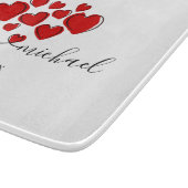 ロマンチックな名前(ハートで接続) パーソナライズされた カッティングボード (角)