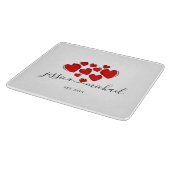 ロマンチックな名前(ハートで接続) パーソナライズされた カッティングボード (角)