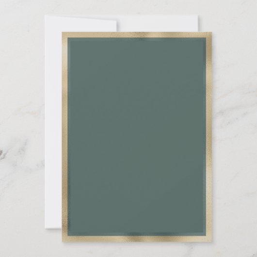 ロマンチックな埃っぽいグリーン金ゴールドバラフローラブライダルシャワー 招待状 (裏面)