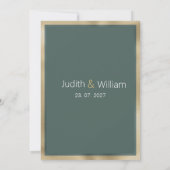 ロマンチックな埃っぽいグリーン金ゴールドバラフローラRSVP 招待状 (裏面)