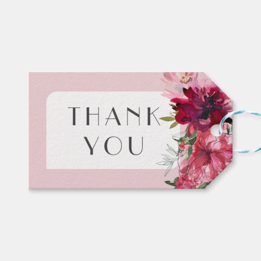 ロマンチックな埃っぽいバラ牡丹モダン枠 ギフトタグ (正面(横))