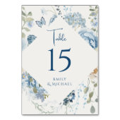 ロマンチックな埃っぽいブルーウォーターの色結婚フローラ テーブルナンバー (裏面)