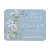 ロマンチックな埃っぽいブルーウォーターの色結婚フローラ マグネット (横)