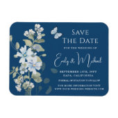 ロマンチックな埃っぽいブルーウォーターの色結婚フローラ マグネット (横)